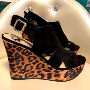 Fergalicious leopard print wedges